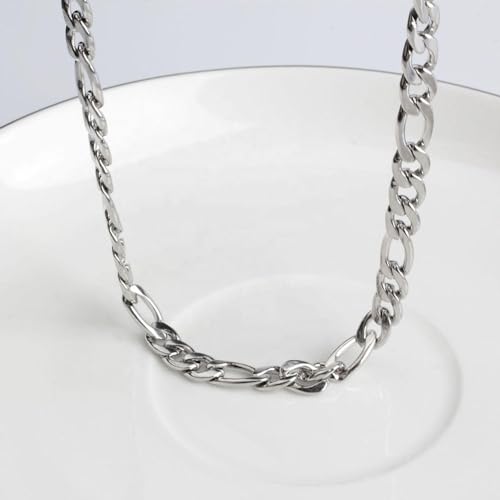 Image of MEENAZ silver chain for men necklace for men chains for boyfriend neck chain for gents chain for boys Stainless steel stylish long chains platinum Locket Pendant fashion-340