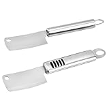 HOLIDYOYO Cuchillos Mini de Acero Inoxidable 2 Piezas Espátula para Queso Antideslizante y Cuchillo Multifuncional para Picar y Mantequilla Utensilios de Cocina para Hogar y Catering