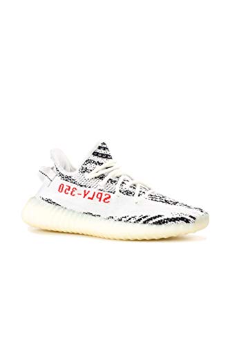 adidas Mens Yeezy Boost 350 V2 Zebra White/Black-Red Fabric Size 11.5