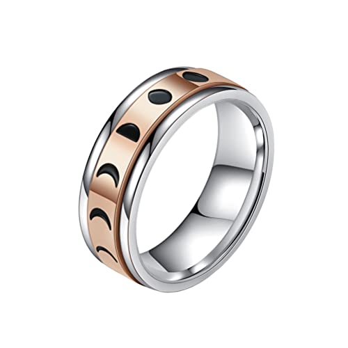 Image of PAURO Unisex Anxiety Ring Rotatable Eclipse Polished Wedding Band | Stainless Steel Wide Simple Polished Wedding Engagement Band for Men Women,Classic Style,Comfort Fit