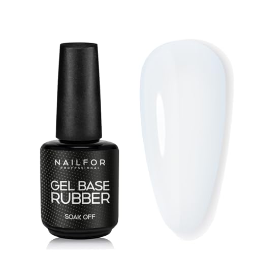 NAILFOR Base Rubber Trasparente 15ml - Per Smalto Semipermanente Rinforzato Con Forte Adesione, Lunga Tenuta, Rinforza e Protegge Unghie Naturali Anche Per Bombatura e Mini Allungamento