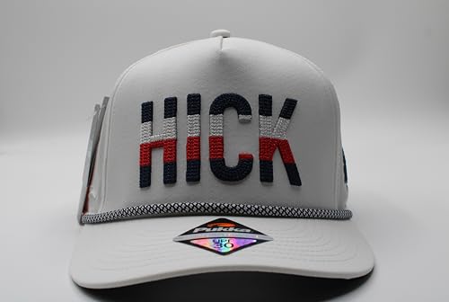 Hick hat, White with Red, White & Blue Lettering