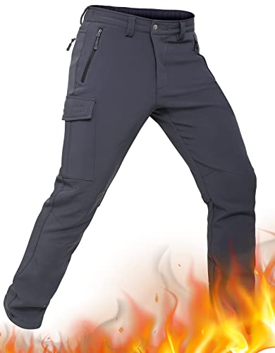 Vzteek Skihose Herren Thermohose Schneehose:Wasserdicht Gefüttert Winterhose Softshellhose für Winter & Snowboard(Grey, L)