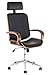 CLP Fauteuil De Bureau Ergonomique Dayton Similicuir I Assise Rembourrée I Chaise De Bureau Réglable en Hauteur avec Accoudoirs Et roulettes, Couleur:Noyer/Noir