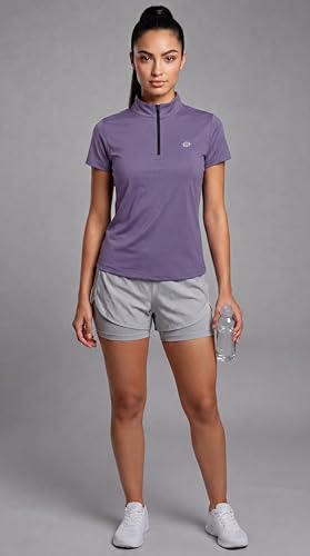 Image of PUMP'D Dry Fit Women's Half Zip Activewear Synthetic Regular Fit T-Shirt | Gym & Yoga