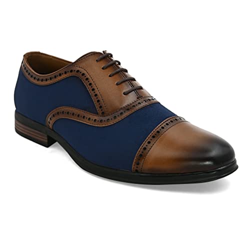 Image of San Frissco Men's Formal Shoes Lace up with Round Toe|Classic and Durable Faux Leather Material Oxford's Shoe|Cushioned Footbed Insole with Textured and Patterned Outsole for Office