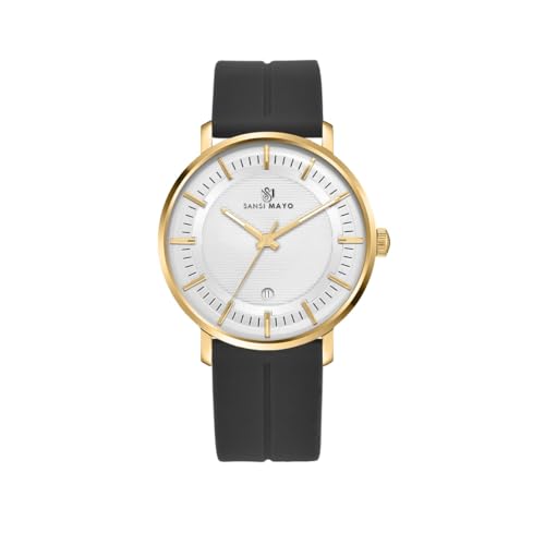 Image of SANSI MAYO Analog Watch for Men with Silicone Band | Magnetic Lock Strap | Japanese Quartz Movement | Water Resistant | Formal & Casual Wristwatch Gift