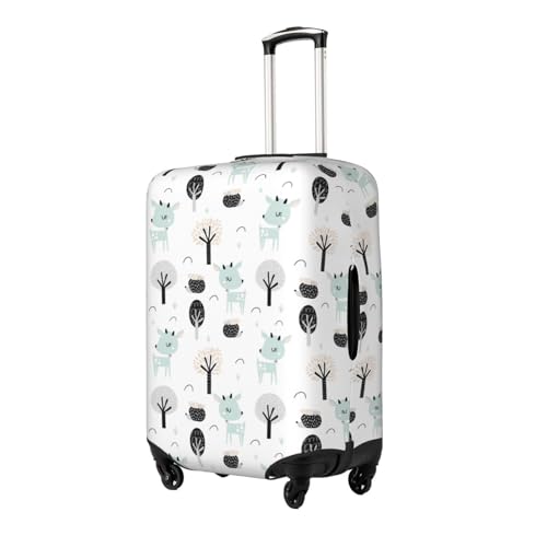 Bohemian Cute Deer Hedgehog Tree Luggage Cover Protector Anti-Scratch Washable Fits 18-32 Inch Luggage-Medium2