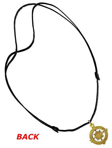 Antique Bronze Old Pirate Compass Charm Pendant Adjustable Cord Necklace 16"4