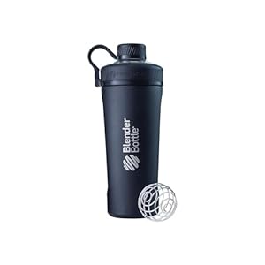 BlenderBottle Radian Shaker Cup Insulated Stainless Steel Water Bottle with Wire Whisk, 26-Ounce, Matte Black