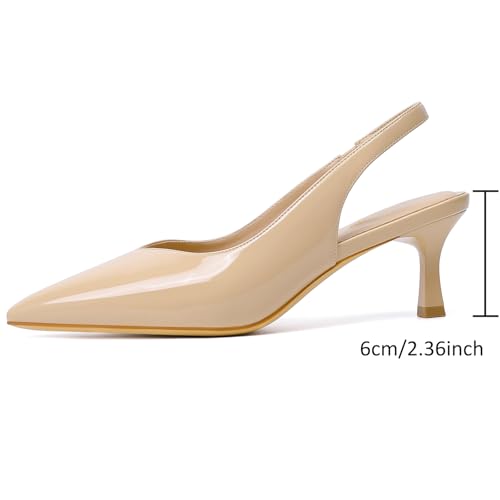 Image of Susanny Kitten Heels for Women Closed Pointed Toe Slingback Shoes