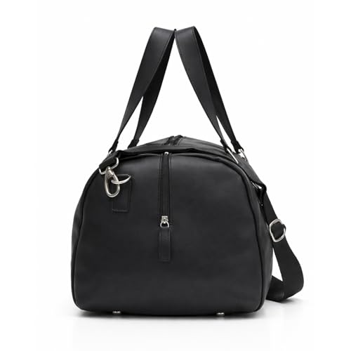 Image of POLICE Travel Duffel Bag I 32L Premium Vegan Leather Weekender Bag, Water-Repellent Gym & Travel Bag with Spacious Main Compartment, Detachable Shoulder Strap, Lightweight Carry-On I Black