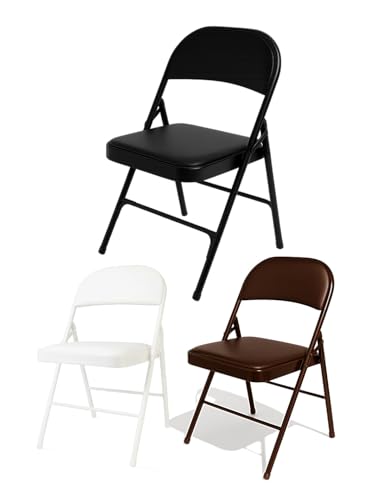 Jardin202 - Silla Metálica Acolchada Plegable 80x46x46 cm | Ideal para Hogar y Eventos | Pack 4 uds (Negro)