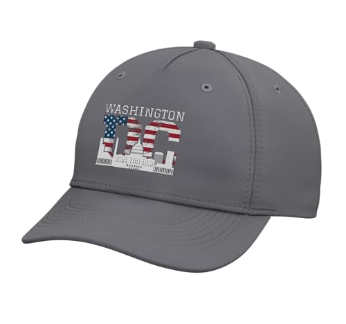 Washington DC Capitol Hill USA Flag Souvenir Hoodie Adjustable Printed Baseball Hat, Slate Grey