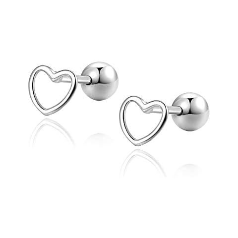 18g 20g 8mm Cartilage Earrings Studs 925 Sterling Silver Love Heart Helix Tragus Barbell Lobe Piercings Post Stud Earrings Cover