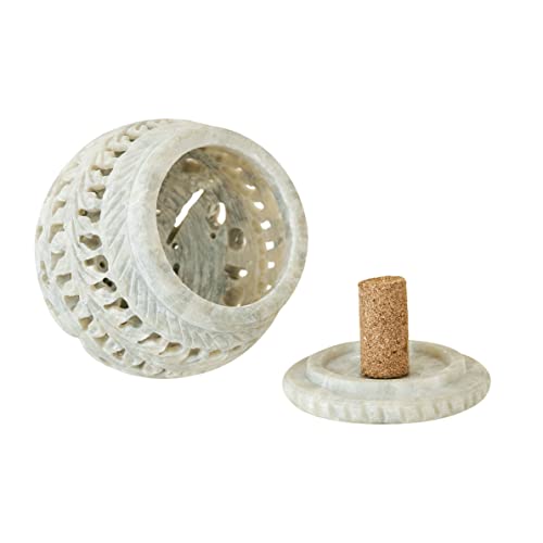 Stone Tealight Holder | Hand Carved Elephant Floral Motif | Soapstone | Votive | Rosette Pattern | Intricate Tendril Art Work | Decorative Home Decor | Home Party Spa Reiki Aromatherapy #TOP7