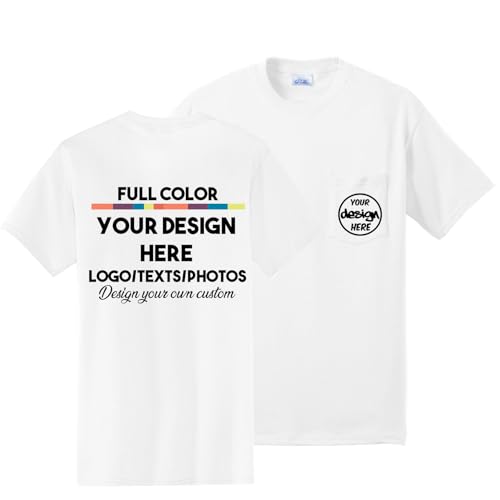 INK STITCH Unisex Pc55p Custom Printing Logo Texts Photo Front Back Pocket Cotton Tees