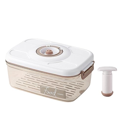 karonpeln 真空容器 食品用 真空保存容器 真空シール容器 1.2L/2.7L 大容量 真空密閉鮮度保持ボックス 冷蔵庫用 タイマー・手動ポンプ付 プラスチック製 透明 気密タンク 超強密閉性 漏れ防止 食材保存 風味&鮮度キープ (1.2L)