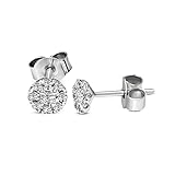 1/4 Carat | 14K White Gold | Lab Grown Diamond Cluster Stud Earrings | Round Shape Push Back Prong...