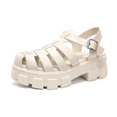 Image of Colgo Womens Platform Wedge Sandals Chunky Block Heeled Adjustable Buckle Fisherman Sandals for Summer