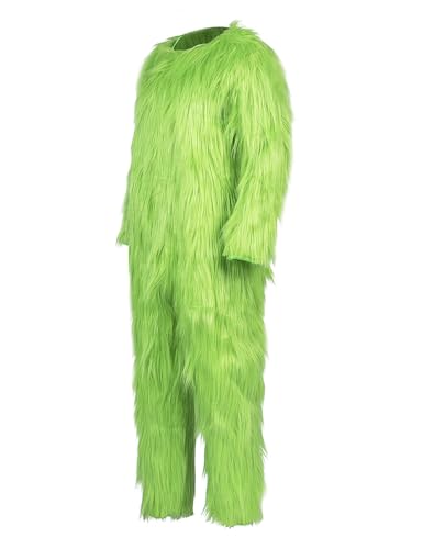 Bvxmsel Christmas Green Furry Pants Adult Jumpsuit Funny Cosplay Costume Props Santa Costume Green Pants L