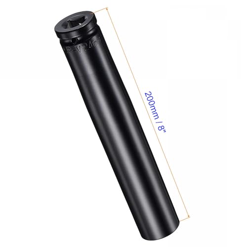 MACHSWON 2Pcs 1/2 Inch Drive - 24mm Deep Impact Socket with 6 Point Design, Heat-Treated Cr-V Steel 200mm Length, Metric Sizes - Image 2