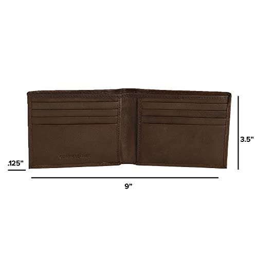 Ctm® Men's Leather American Flag Embossed Bifold Wallet, Brown #TOP4