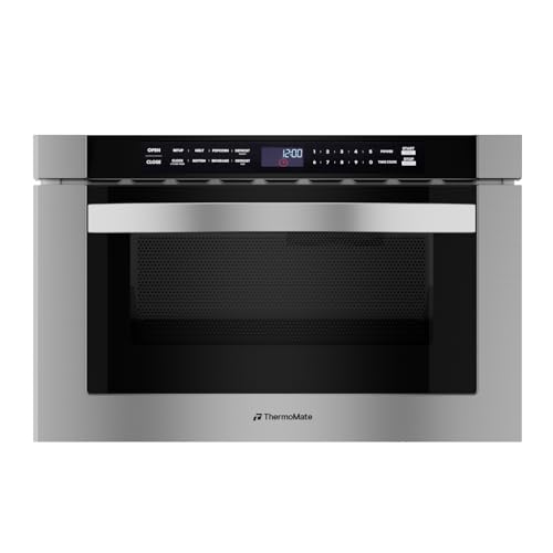 Image of 24 Inch Built-in Microwave Drawer, ThermoMate 1.2 Cu. Ft. Microwave Drawer with Automatic Presets, 1000 Watts with 11 Power Levels, Touch Controls, Sensor Cooking, Defrosting Rack, Stainless Steel
