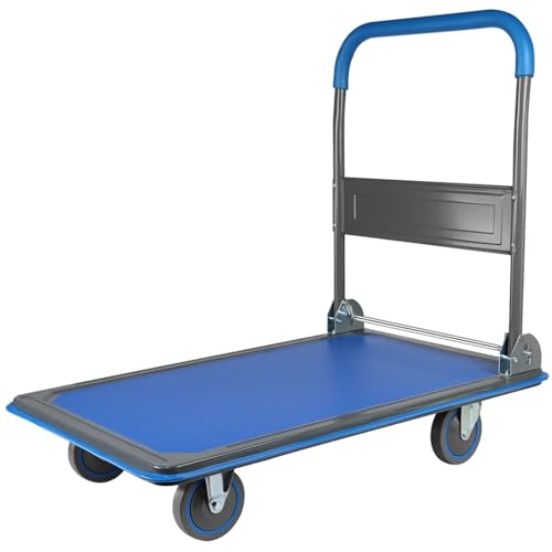 Carretilla plegable metálica tipo plataforma azul miniatura 1