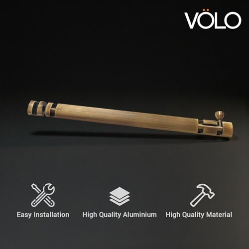 Image of VOLO Aluminium Tower Bolt with Stainless Steel Rod - Heavy Duty Door & Window Latch for Home and Office | Main Door Tower Bolt | Kundi /Chitakini | Pack of 2 Pieces (Antique Brass, 12 Inch)