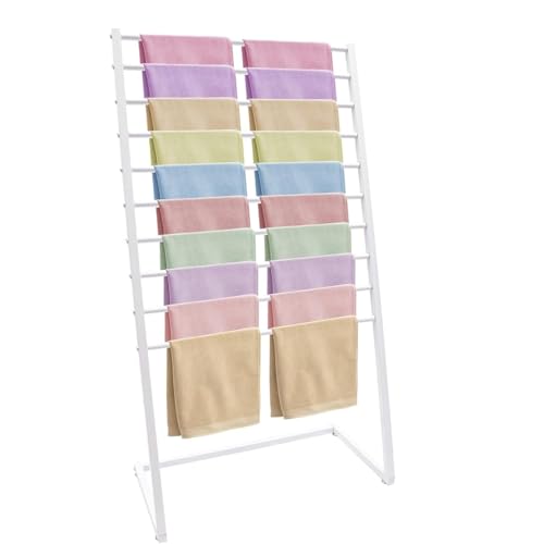 UWYTGF Scarf Display Stand,Floor-Standing Metal Holder,10 Tier Scarf Organizer,Modern Freestanding Coat Rack,Ribbon Holder,for Home Clothing Store