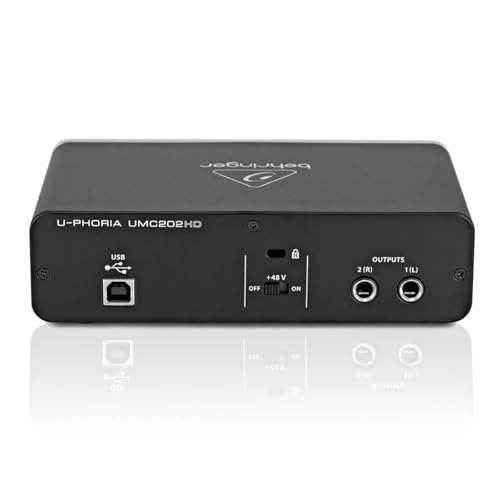 Image of Behringer UMC202HD Audiophile 2x2, 24-Bit /192 kHz USB Audio Interface with Midas Mic Preamplifiers | For Recording Microphones and Instruments