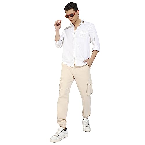 Image of CAHOOT Men's Button Up Regular Fit Shirt for Casual Wear | Regular Sleeve | Spread Collar | Button Closure | Shirts Crafted with Comfort Fit for Everyday Wear