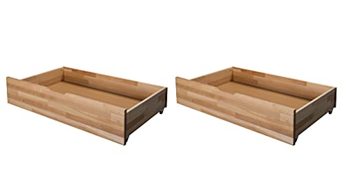 fornera F22 Lot de 2 tiroirs de lit en bois massif huilé bio Cover