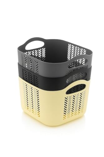 Image of BENAVJI Unbreakable Multi-Purpose Flexible Storage Basket with Handle Ideal for Kitchen, Bathroom & Home Organization Pack of 3