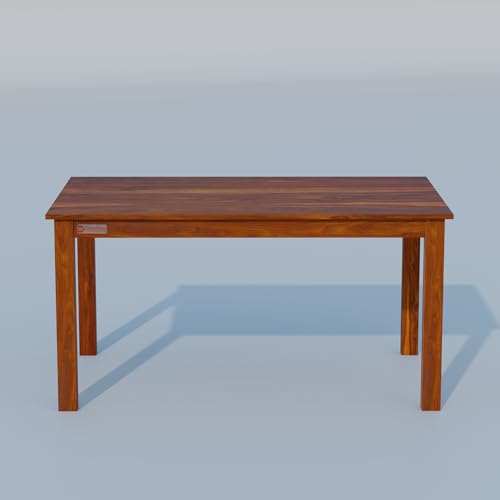 Image of DRIFTINGWOOD Liana 6-Seater Dining Table Set - Sheesham Wood Natural Honey Finish with Table, 4 Cushioned Chairs & Bench - Ideal for Kitchen & Living Room - Assembly Required