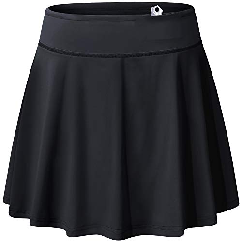 BLEVONH Women's Tennis Skort Active Pleated Skirts with Pocket for Running Golf Black 3XL