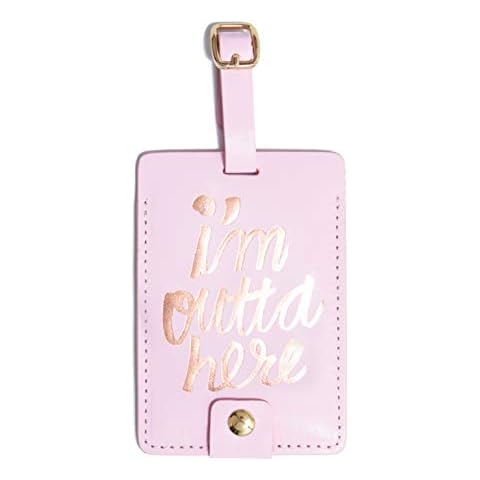 Ban.do Getaway Suitcase Tag for Travel, Durable Vegan Leather Luggage Identifier (I'm Outta Here) Cover