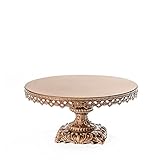 Opulent Treasures Ornate Baroque Base 12 inch Round Metal Wedding Birthday Cake Dessert Stand (Antique Gold)