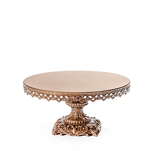 Opulent Treasures Ornate Baroque Base 12 inch Round Metal Wedding Birthday Cake Dessert Stand (Antique Gold)
