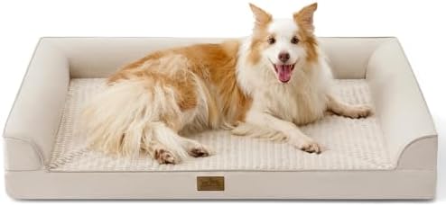 COZY KISS Orthopädisches Hundebett Waschbar für Sehr Große Hunde, XL Beige | Rutschfestes, Weiches U-förmiges Hundebett, Wasserdichter Abnehmbarer Bezug, Tragbares Haustiersofa, 11