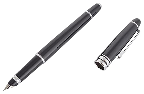 Image of Success Stationery Luxury Pen Hero Fountain Pen 77 Black Colour Body and Cap Chrome Trim Premium Ink Pen Medium Fine Nib Gifts for Men