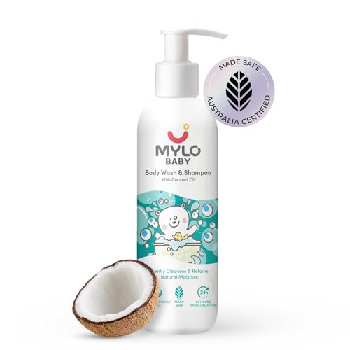Mylo Baby Body Wash and Shampoo 200 ml | Gentle Cleansing Head-to-Toe | Tear Free Formulation | Made Safe Certified | Dermatologically Tested Mylo Baby Body Wash and Shampoo 200 ml | Gentle Cleansing Head-to-Toe | Tear Free Formulation | Made Safe Certified | Dermatologically Tested