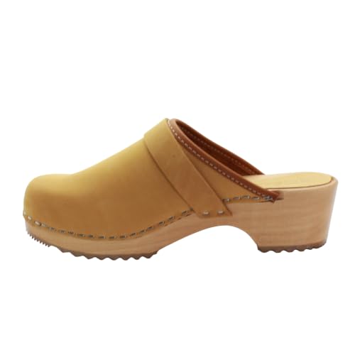 Image of Bjork Maja Wood Open Back Leather Clogs