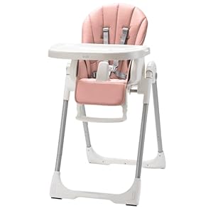 KÜB Trona de Bebe Evolutiva Compacta, Plegable, Ajustable y Regulable con Bandeja Extraíble – Sillita de Bebé Alta Infantil con Respaldo Reclinable para Niños – Edad 6 a 36 meses. (Rosa)