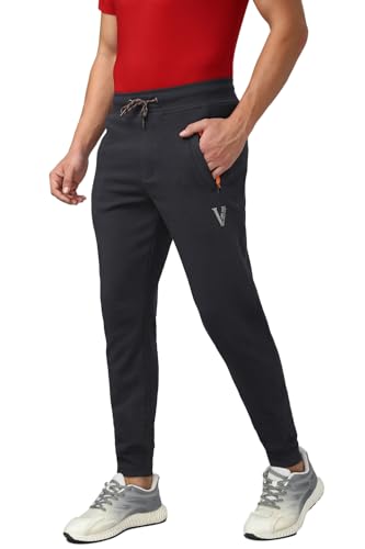 Image of Van Heusen Men's Track Pant - Jogger | Side Zipper Pockets |Mid-Rise| Comfort Fit | Cotton Terry Fabric for faster sweat absorption | Breathable & Casual | Easy Stain Release| Anti-static fabric | Activewear | Drawstrings | Style 50044