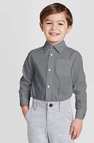 Boyoo Boys' Long Sleeve Classic Dress Shirt Solid Button Down Shirt Grey #TOP1