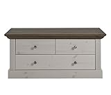 pflegeleiche Oberfläche Steens Monaco Sitzbank, 3 Schubladen, 103 x 46 x 42 cm (B/H/T), Kiefer massiv, weiß grau