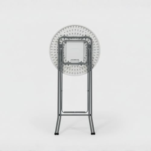 Round Cocktail Folding Table – HDPE Plastic & Steel Frame, Foldable, Extra Sturdy, Weather-Resistant, Indoor Outdoor Bar & Event Use (White Finish) (60x60x110CM)