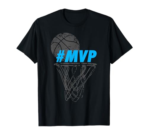 Trendy Graphic Basketball Hoop Hashtag MVP T-Shirt